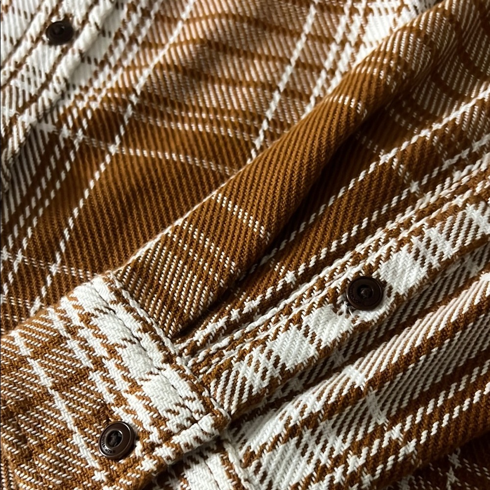 Outerknown Brown And White Casual Button Down Shi… - image 3